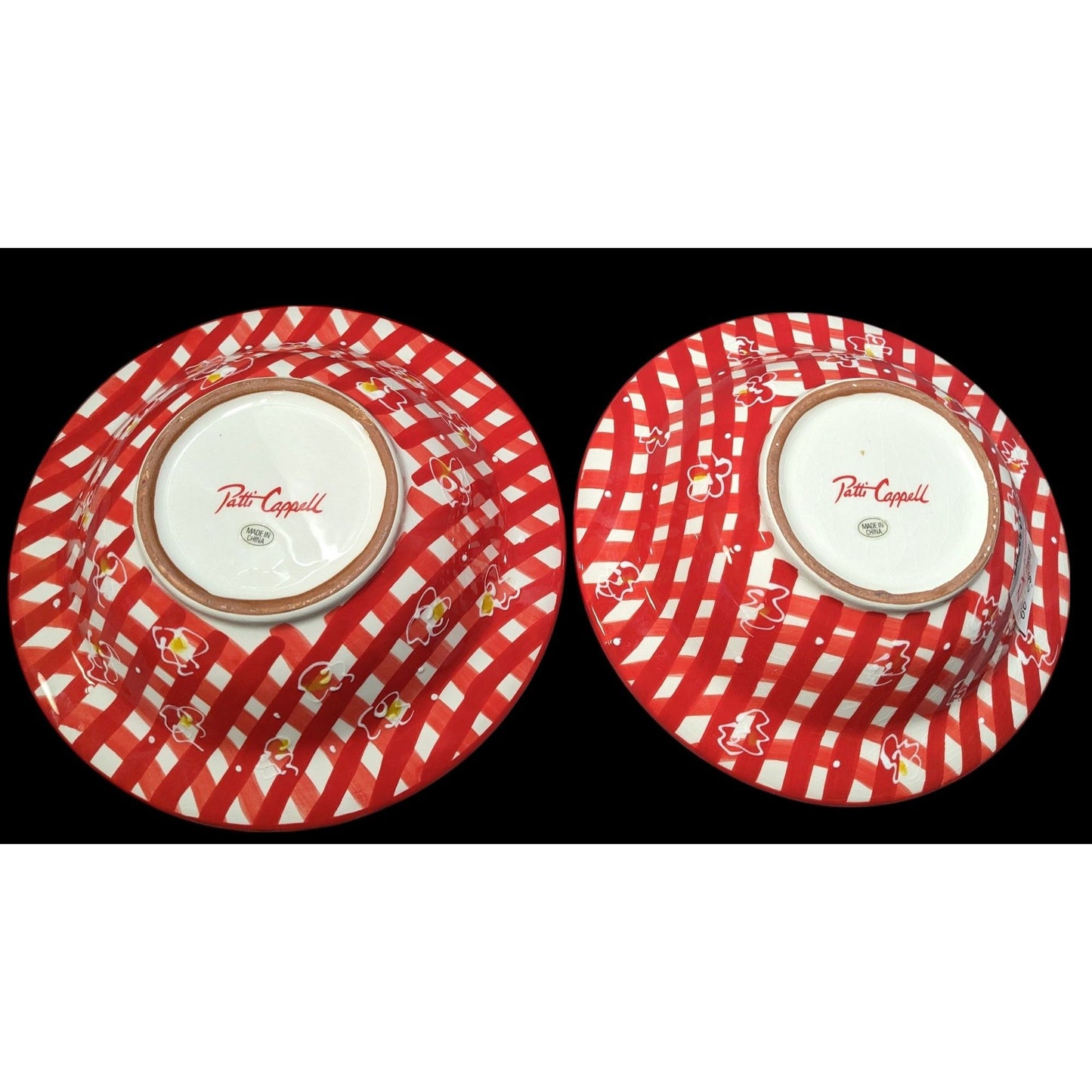 Patti Cappell 3D Red And White Gingham Popcorn Themed Bowls (2)