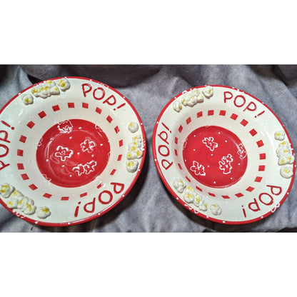 Patti Cappell 3D Red And White Gingham Popcorn Themed Bowls (2)