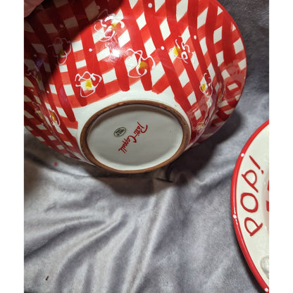 Patti Cappell 3D Red And White Gingham Popcorn Themed Bowls (2)