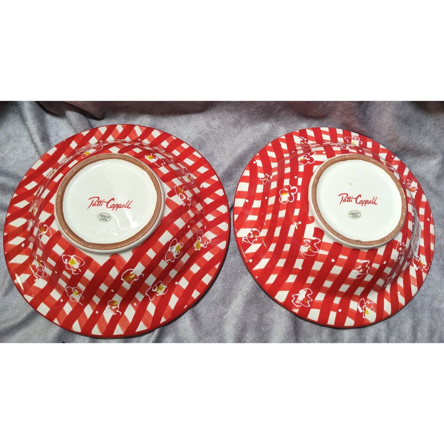 Patti Cappell 3D Red And White Gingham Popcorn Themed Bowls (2)