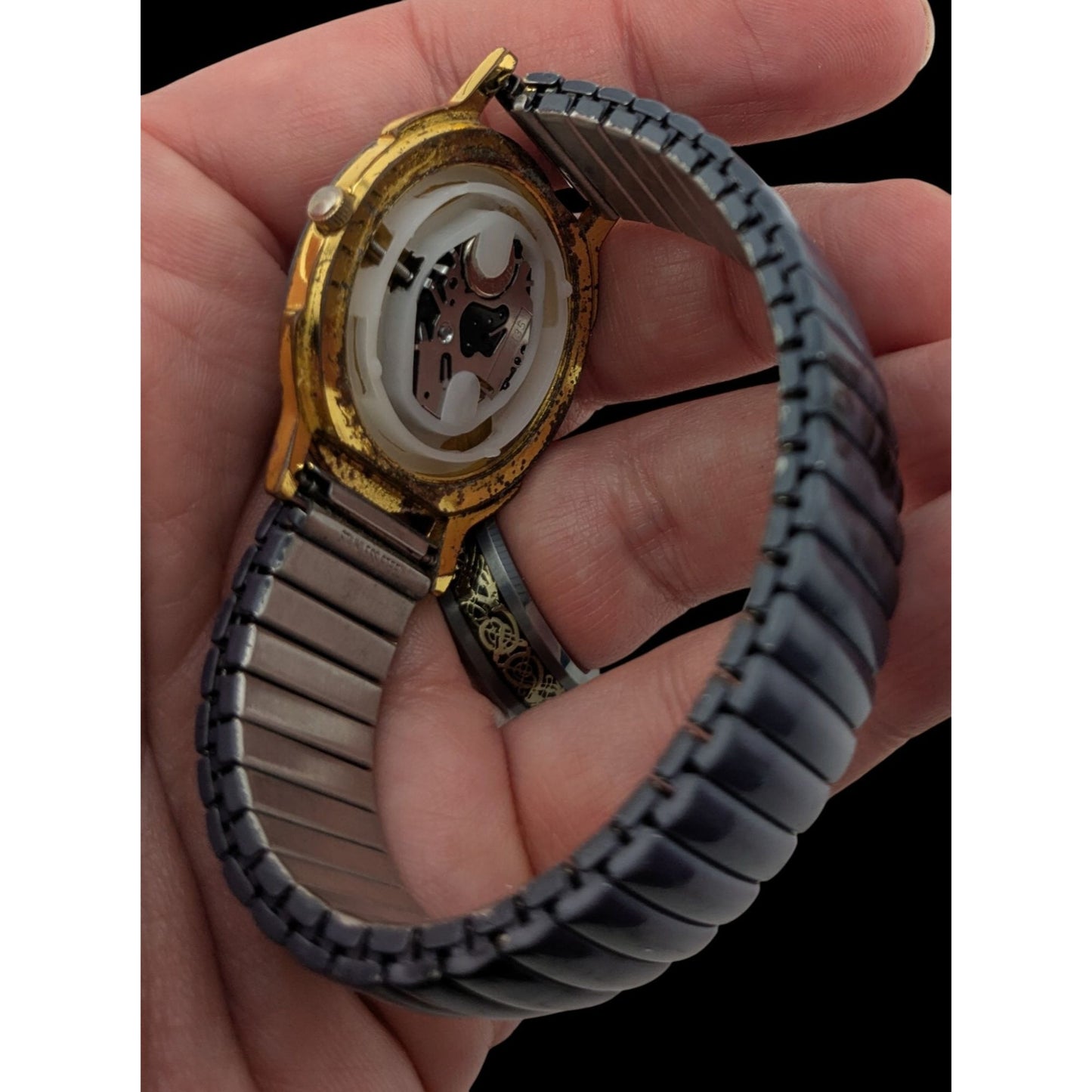 Purple 90s Style Quartz Watch Missing Case Back