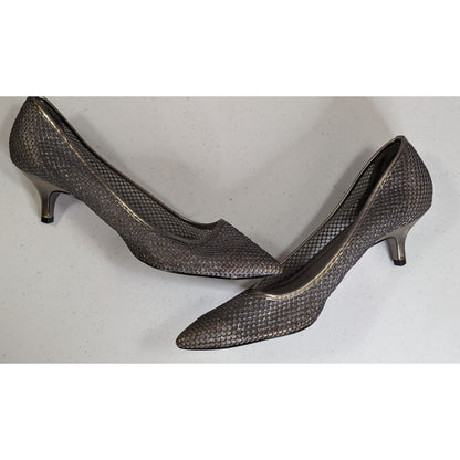 Adrianna Papell Melody Glitter Pumps Metallic Mesh 2-Inch Heel Size 11M