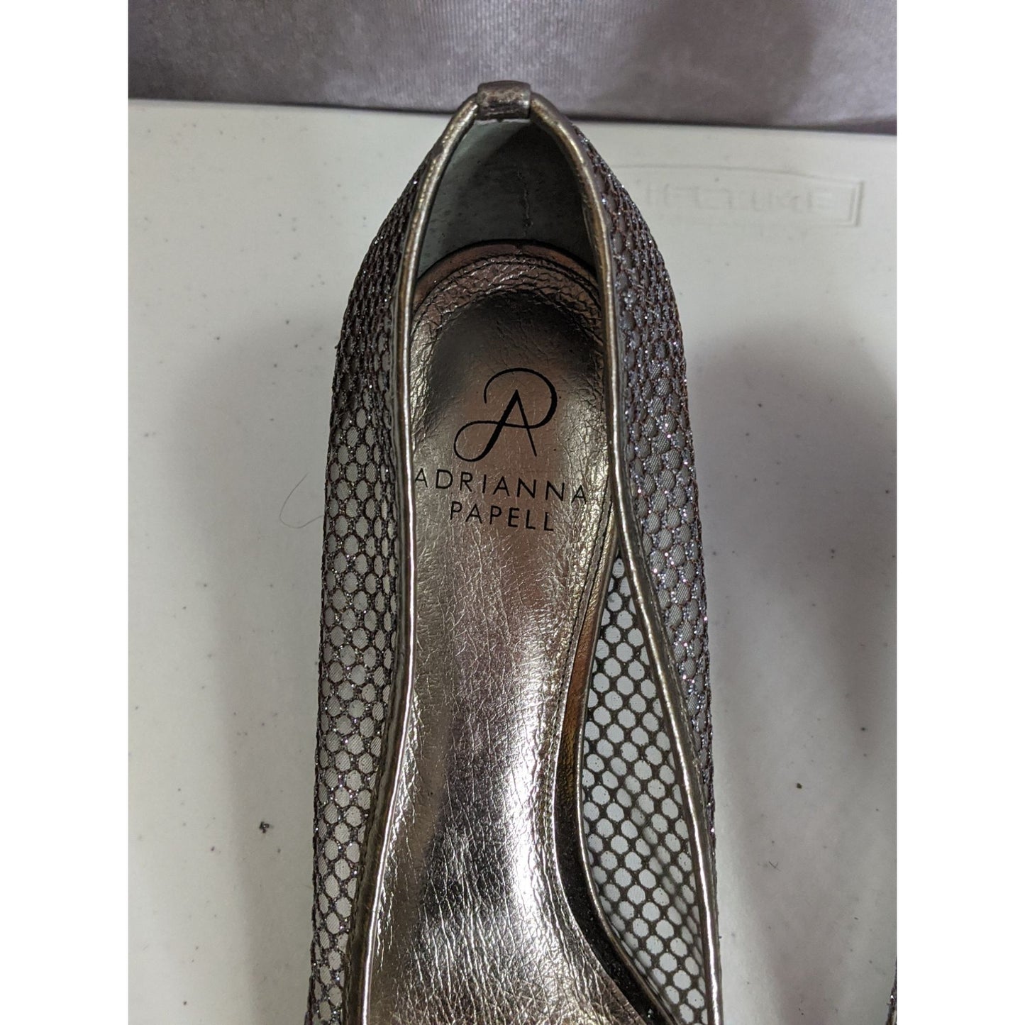 Adrianna Papell Melody Glitter Pumps Metallic Mesh 2-Inch Heel Size 11M