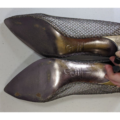 Adrianna Papell Melody Glitter Pumps Metallic Mesh 2-Inch Heel Size 11M