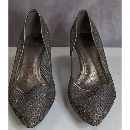Adrianna Papell Melody Glitter Pumps Metallic Mesh 2-Inch Heel Size 11M