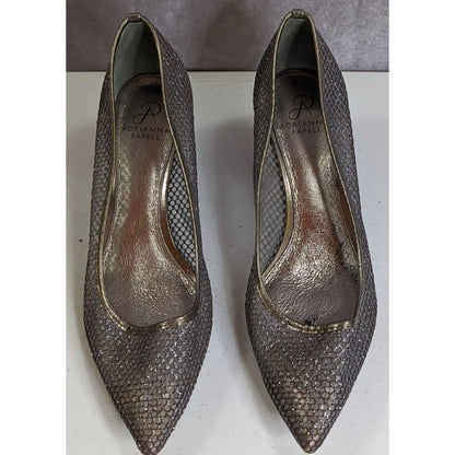 Adrianna Papell Melody Glitter Pumps Metallic Mesh 2-Inch Heel Size 11M