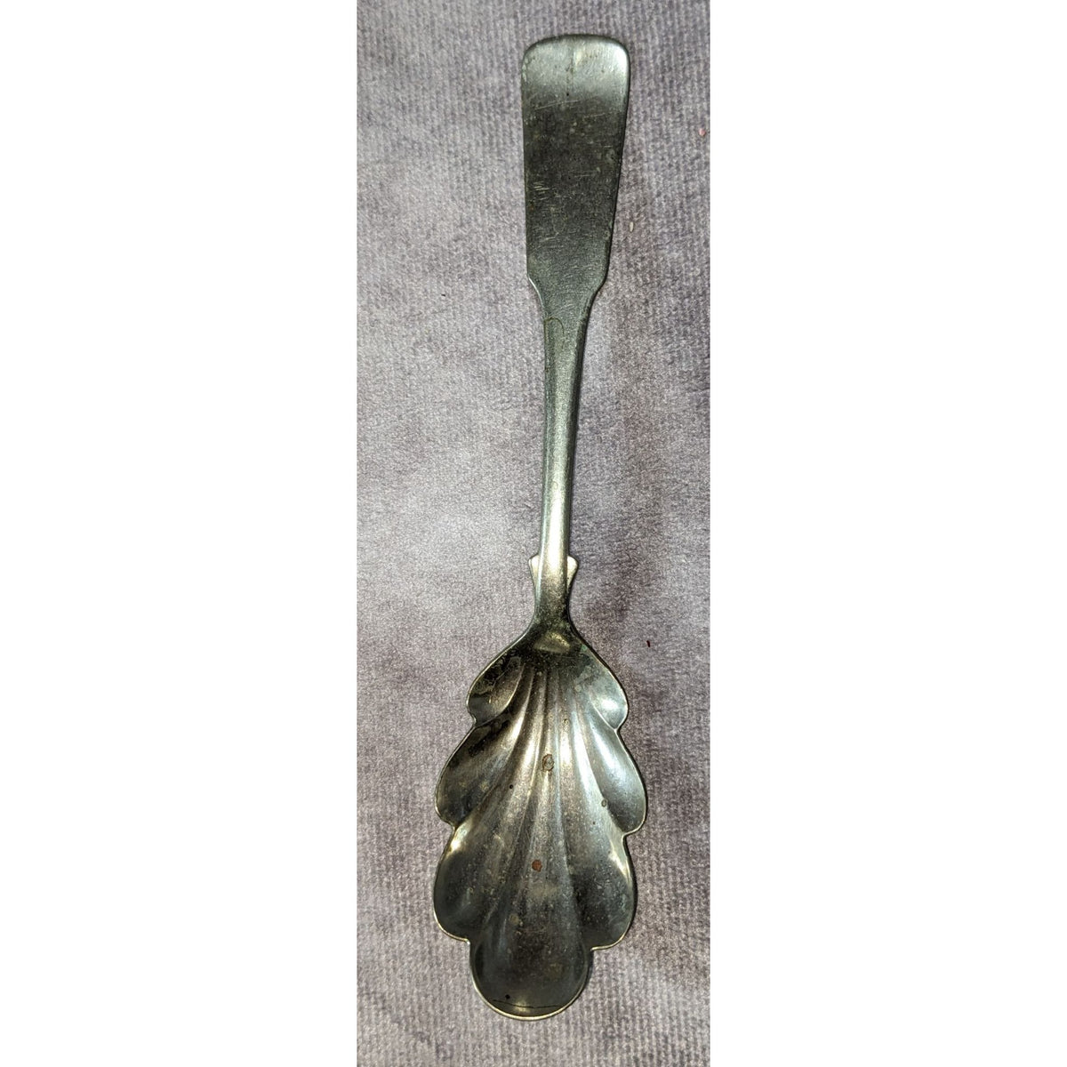 Antique 1877 Victorian Sugar Spoon Shell Bowl Silver Tone Flatware 5.5 Inch
