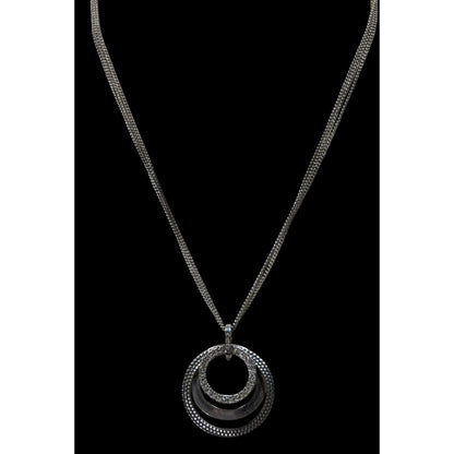 Vintage Glam Premier Designs Silver-Tone Multi-Strand Necklace With Rhinestone Circle Pendant