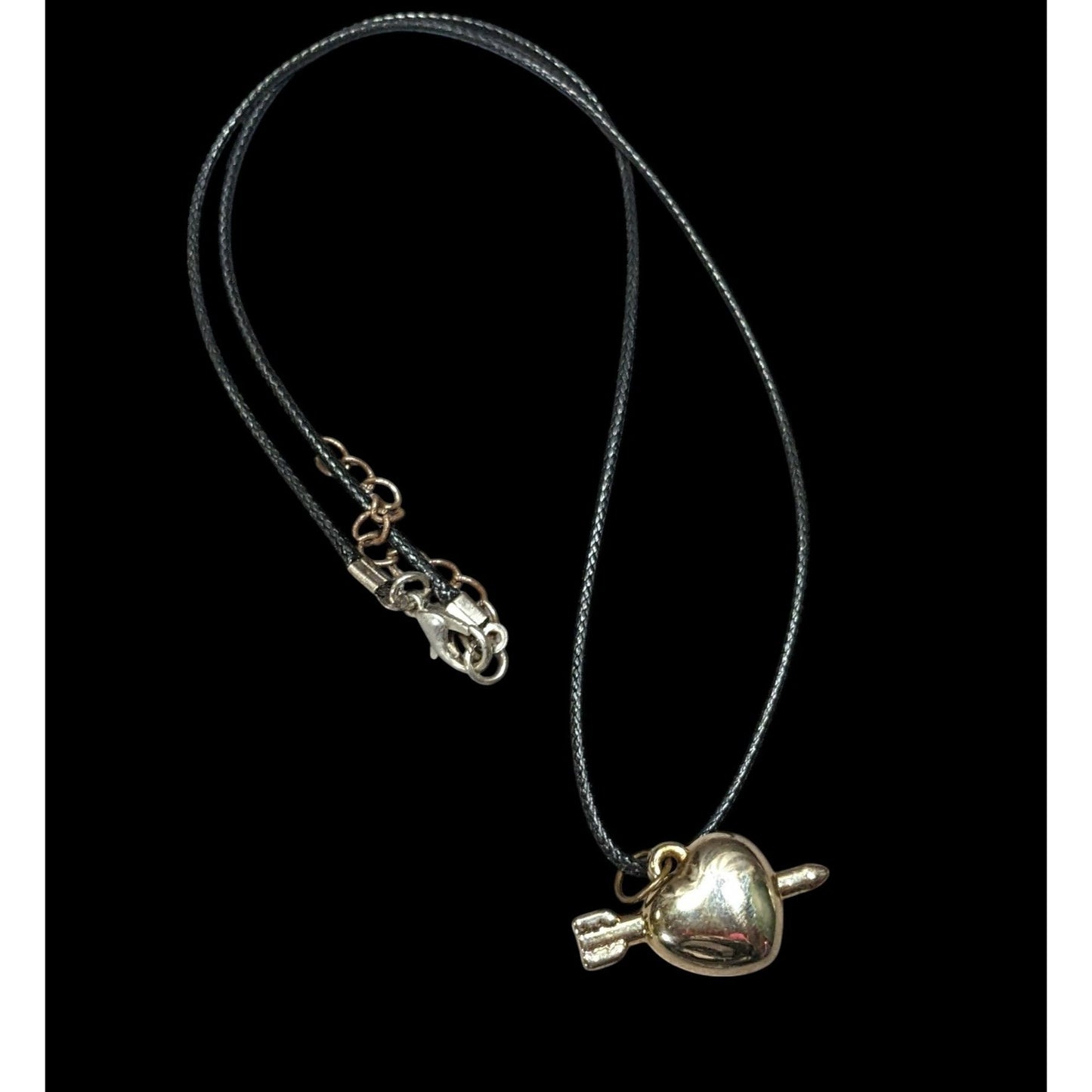 Coquette Multi-Metallic Puffed Heart And Arrow Pendant Necklace