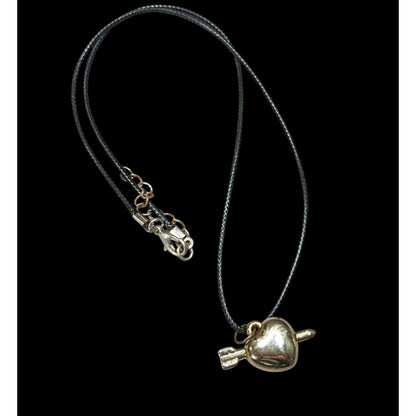 Coquette Multi-Metallic Puffed Heart And Arrow Pendant Necklace