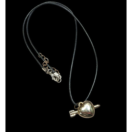 Coquette Multi-Metallic Puffed Heart And Arrow Pendant Necklace
