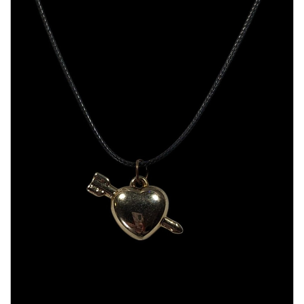 Coquette Multi-Metallic Puffed Heart And Arrow Pendant Necklace