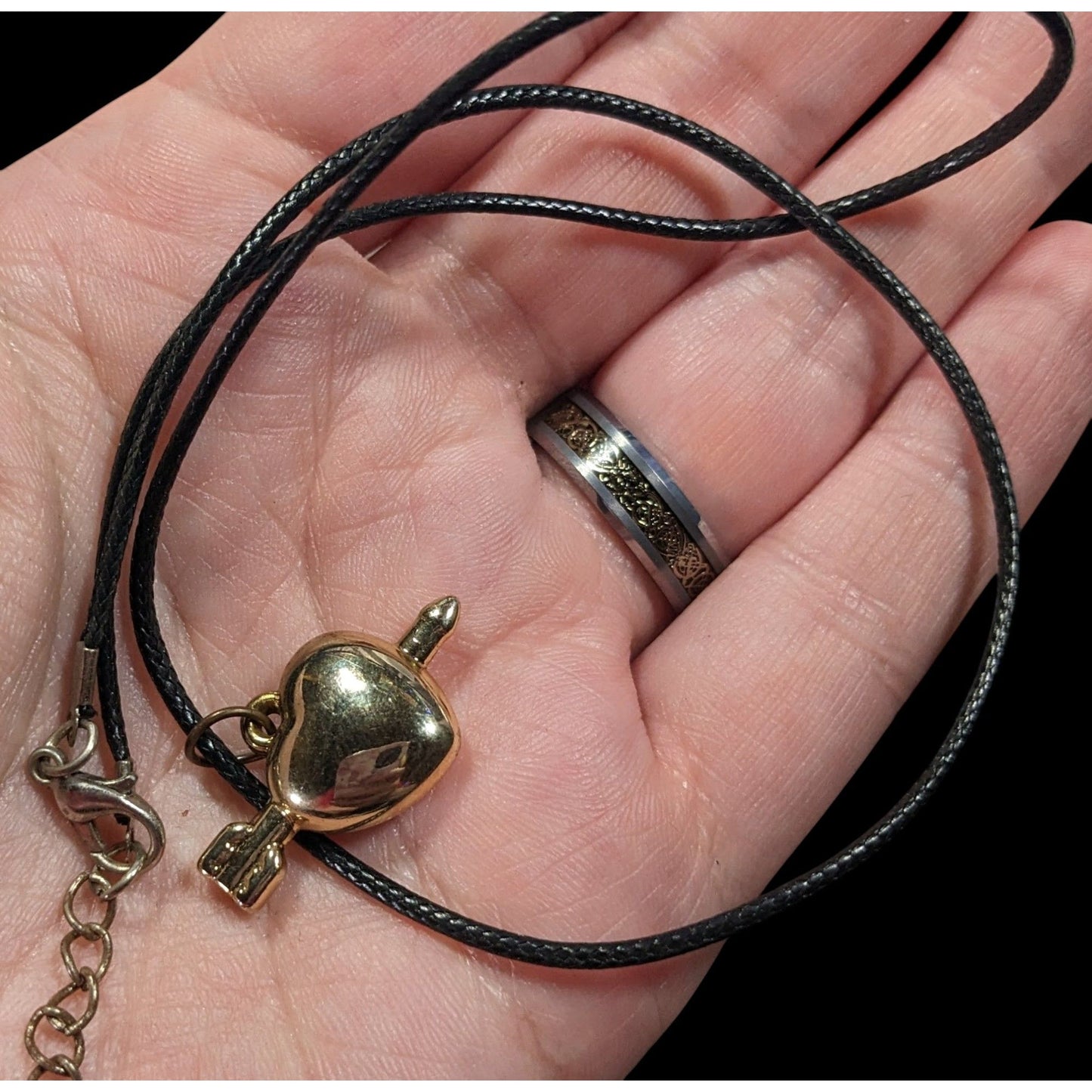 Coquette Multi-Metallic Puffed Heart And Arrow Pendant Necklace