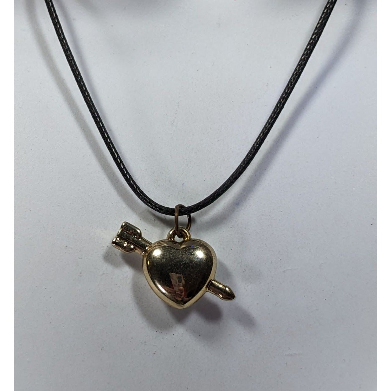 Coquette Multi-Metallic Puffed Heart And Arrow Pendant Necklace