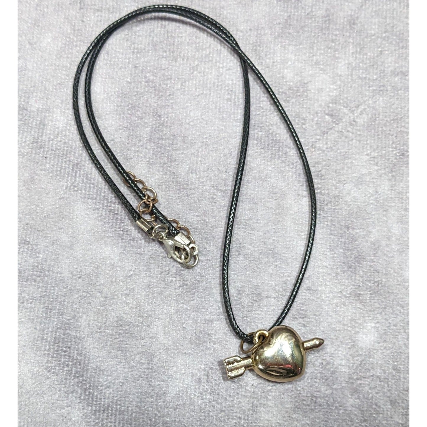 Coquette Multi-Metallic Puffed Heart And Arrow Pendant Necklace