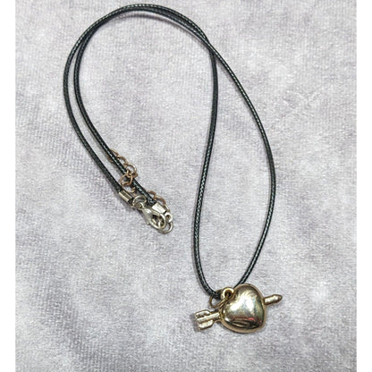 Coquette Multi-Metallic Puffed Heart And Arrow Pendant Necklace