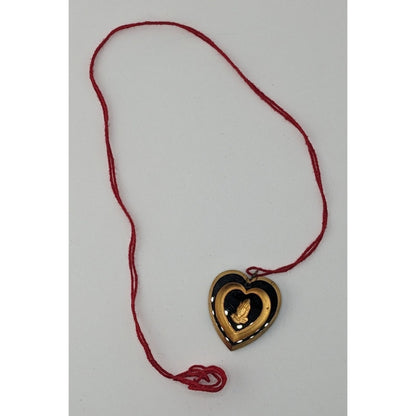 Vintage Carved Praying Hands Heart Necklace