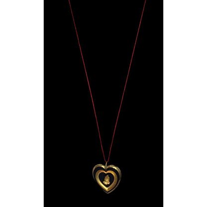 Vintage Carved Praying Hands Heart Necklace