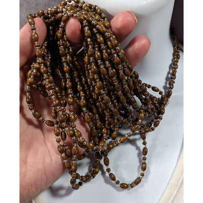 FJ Bohemian Brown Wood And Glass Beaded Multilayer Necklace
