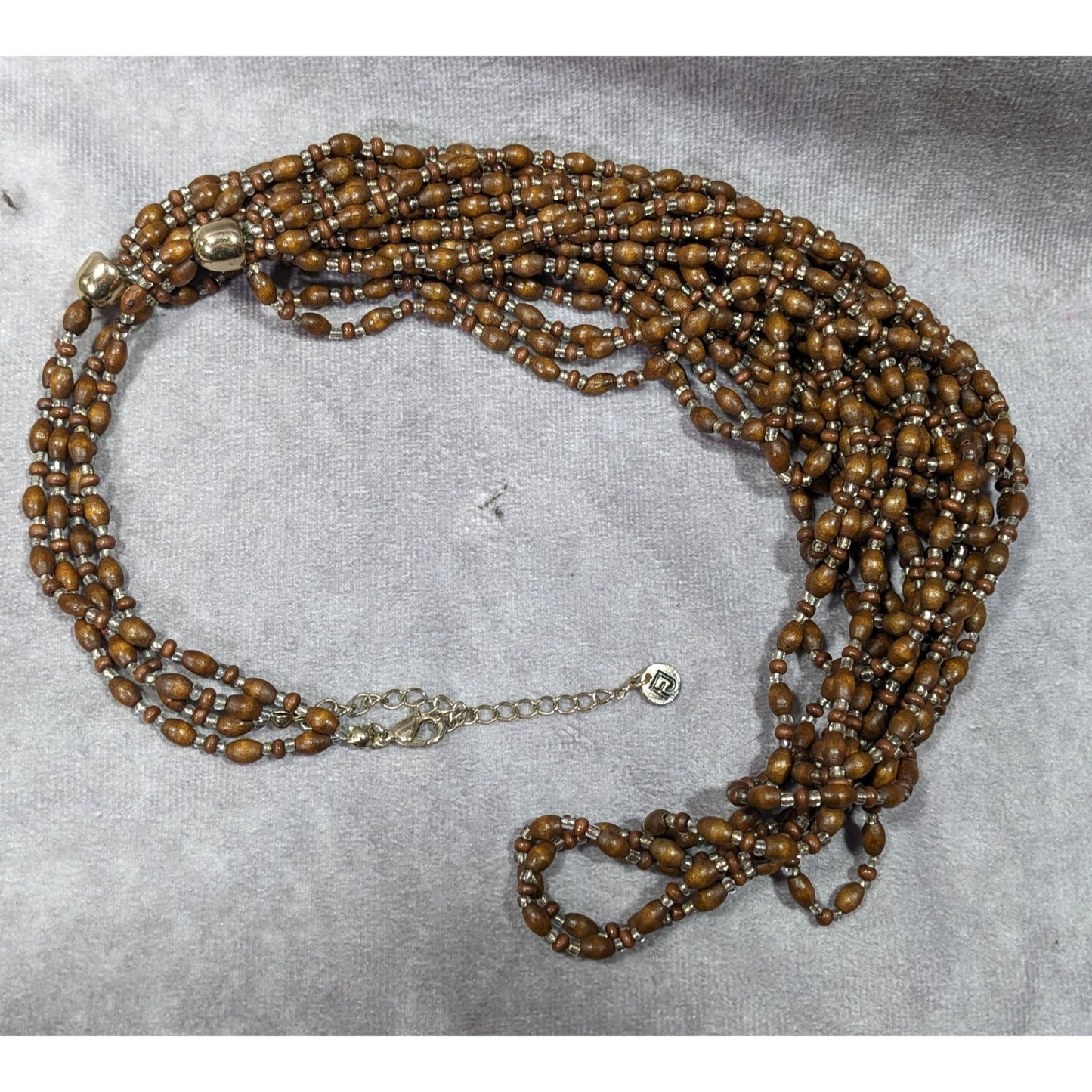 FJ Bohemian Brown Wood And Glass Beaded Multilayer Necklace