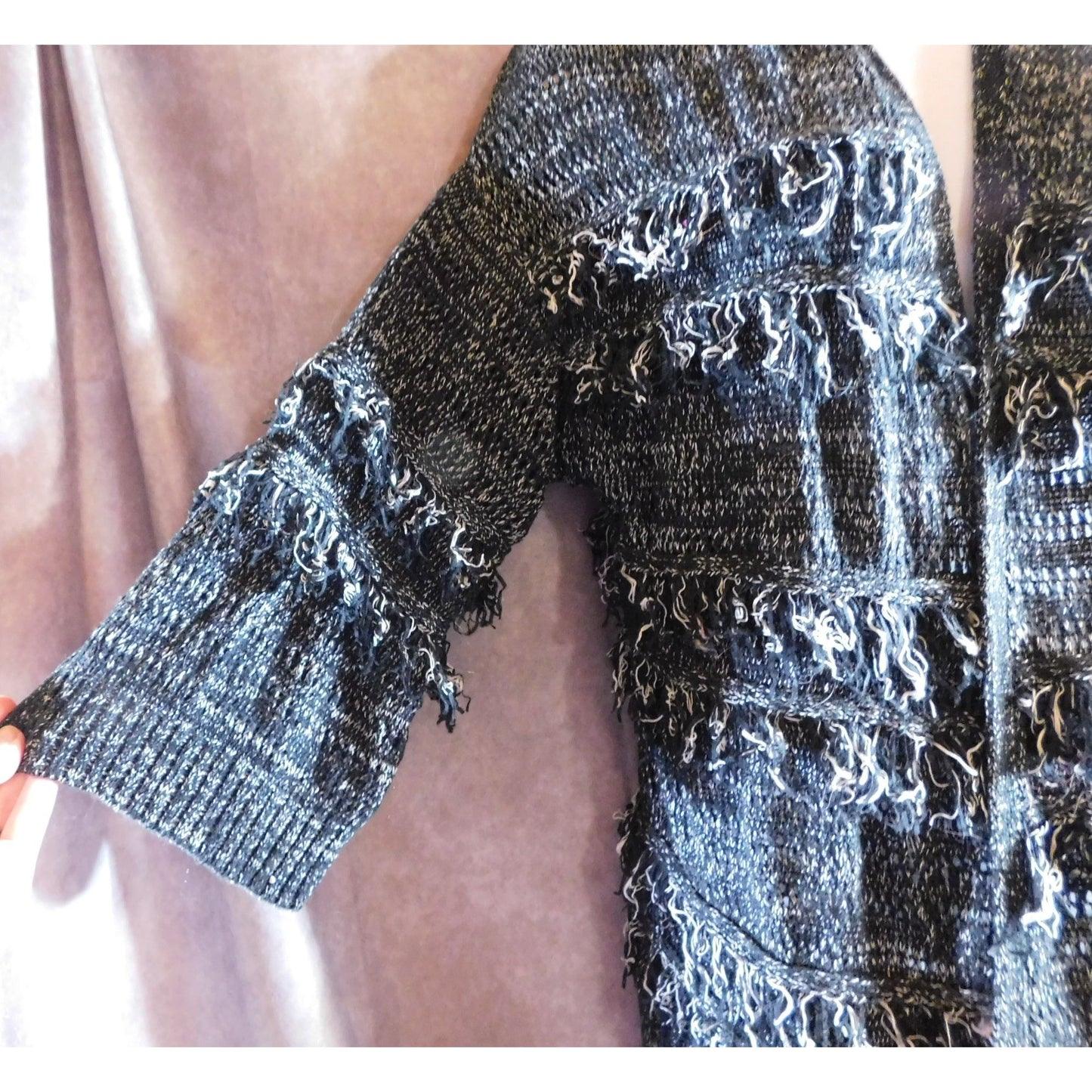 Whimsy Goth Black And White Shaggy Cardigan