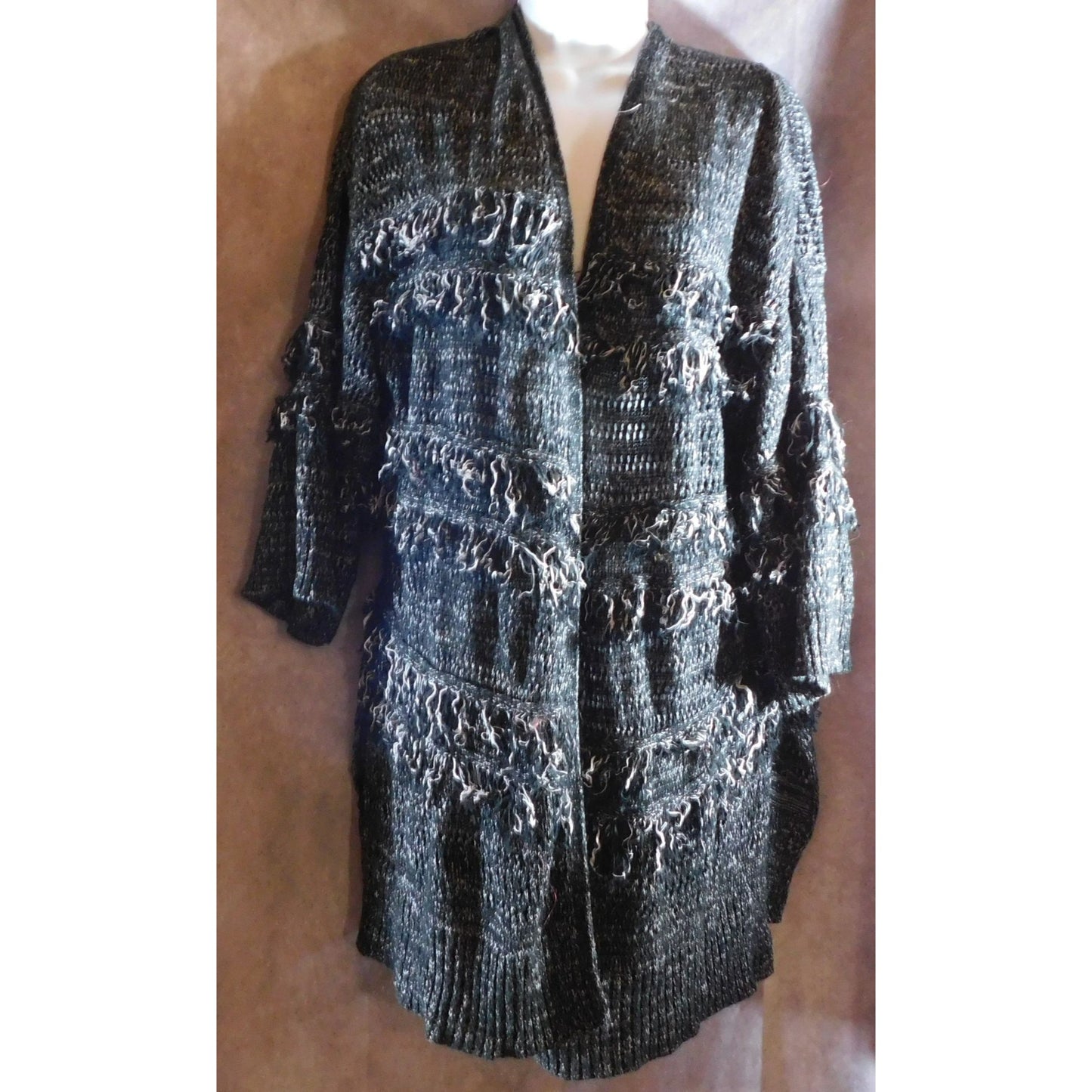 Whimsy Goth Black And White Shaggy Cardigan