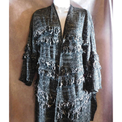 Whimsy Goth Black And White Shaggy Cardigan