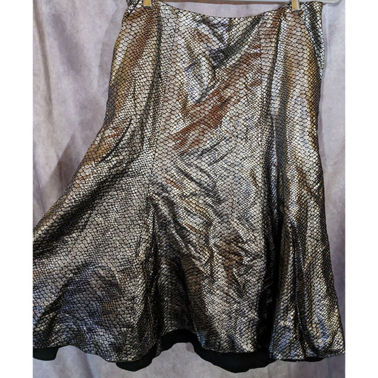 Faith Connexion Paris Runway Collection Python Print Metallic Flare Skirt Size 8