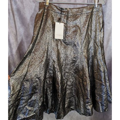 Faith Connexion Paris Runway Collection Python Print Metallic Flare Skirt Size 8