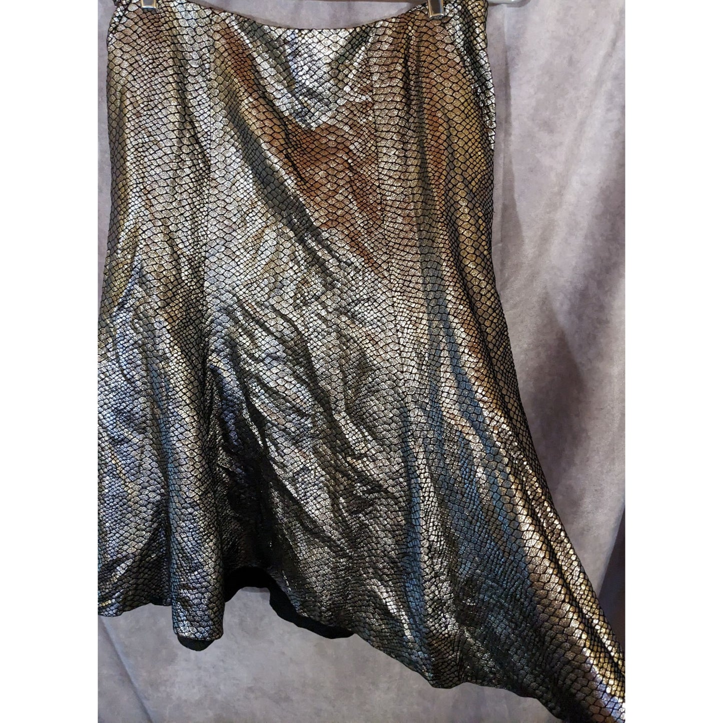 Faith Connexion Paris Runway Collection Python Print Metallic Flare Skirt Size 8