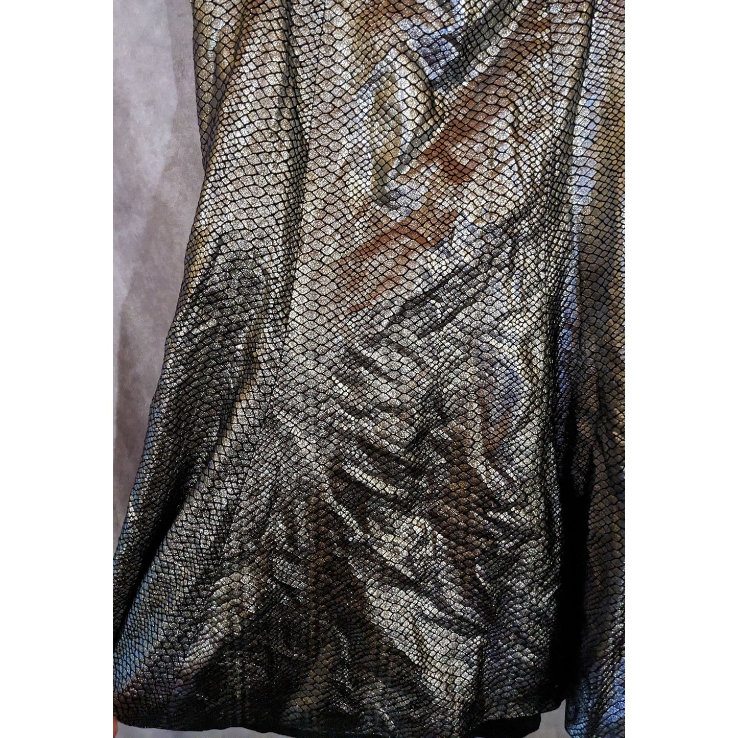 Faith Connexion Paris Runway Collection Python Print Metallic Flare Skirt Size 8
