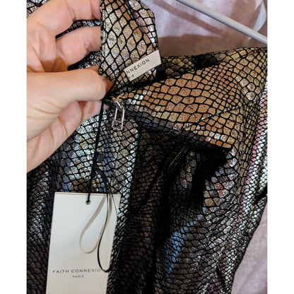 Faith Connexion Paris Runway Collection Python Print Metallic Flare Skirt Size 8