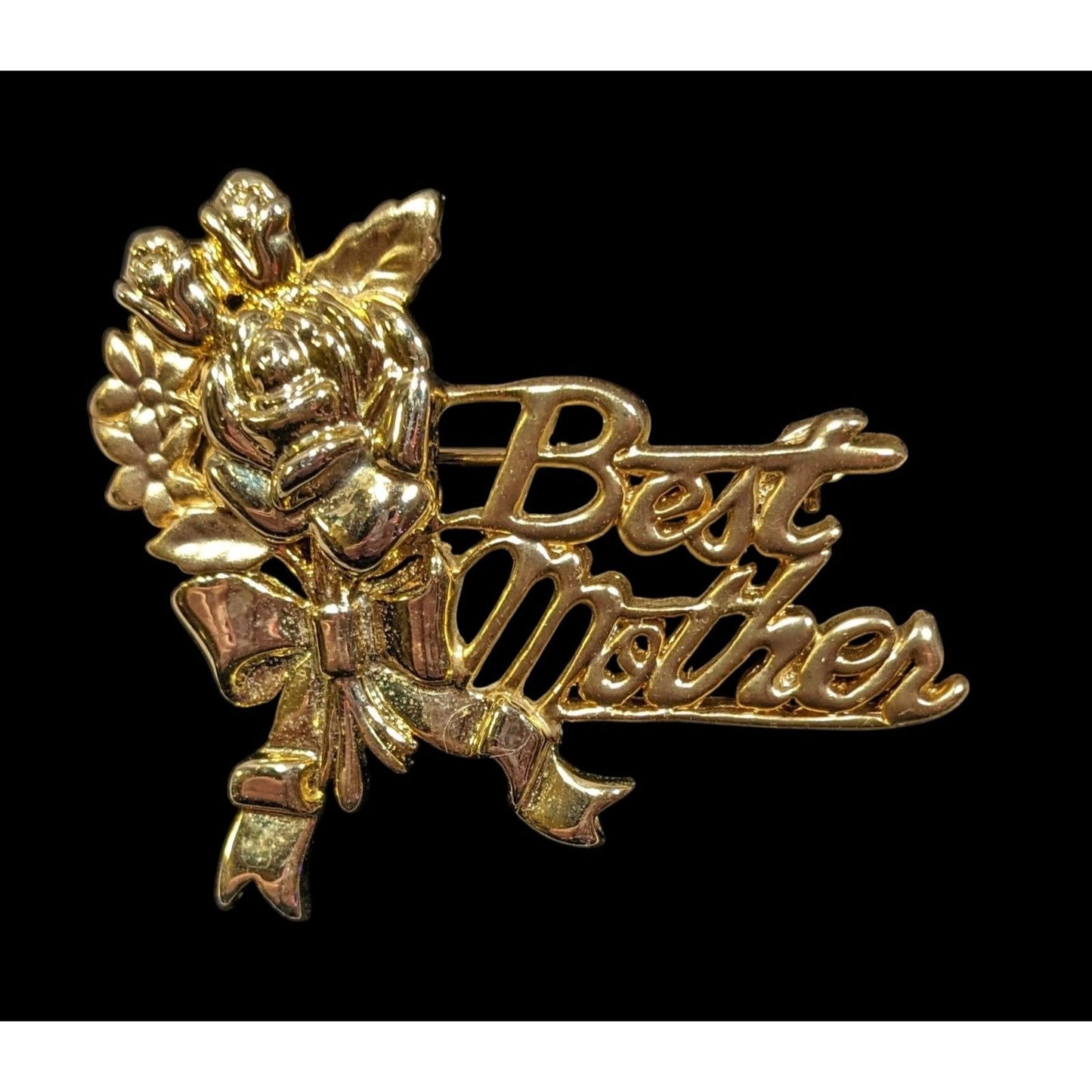 Vintage Danecraft Best Mother Gold Tone Floral Brooch