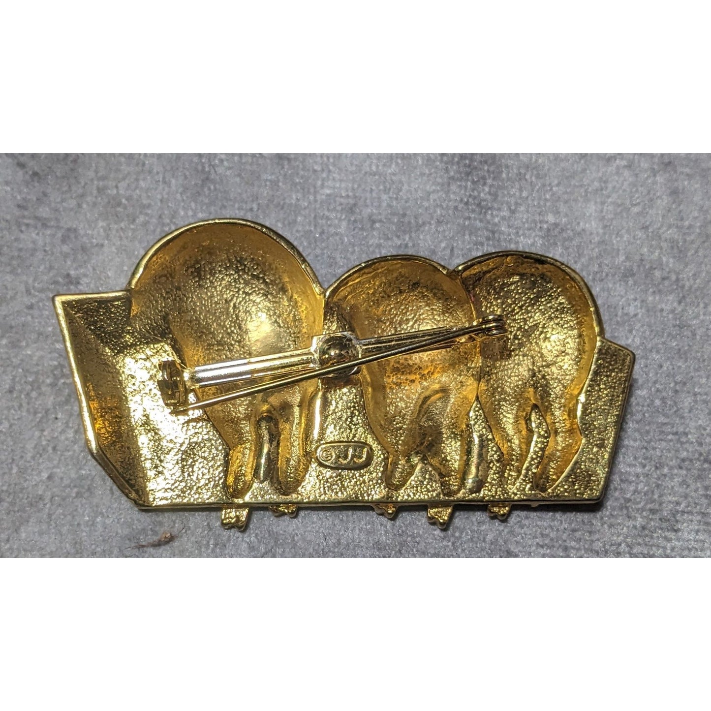 Vintage Jonette Jewelry Three Pigs In a Trough Gold Tone Brooch