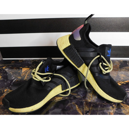 Adidas Originals NMD_R1 J Core Black Pulse Yellow Sneakers Size 5 GW6018