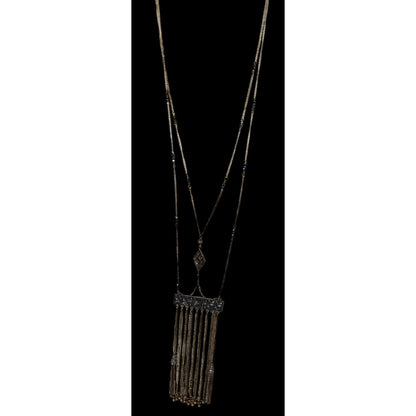 Vintage Bohemian Long Fringe Necklace With Intricate Metalwork And Beaded Accents