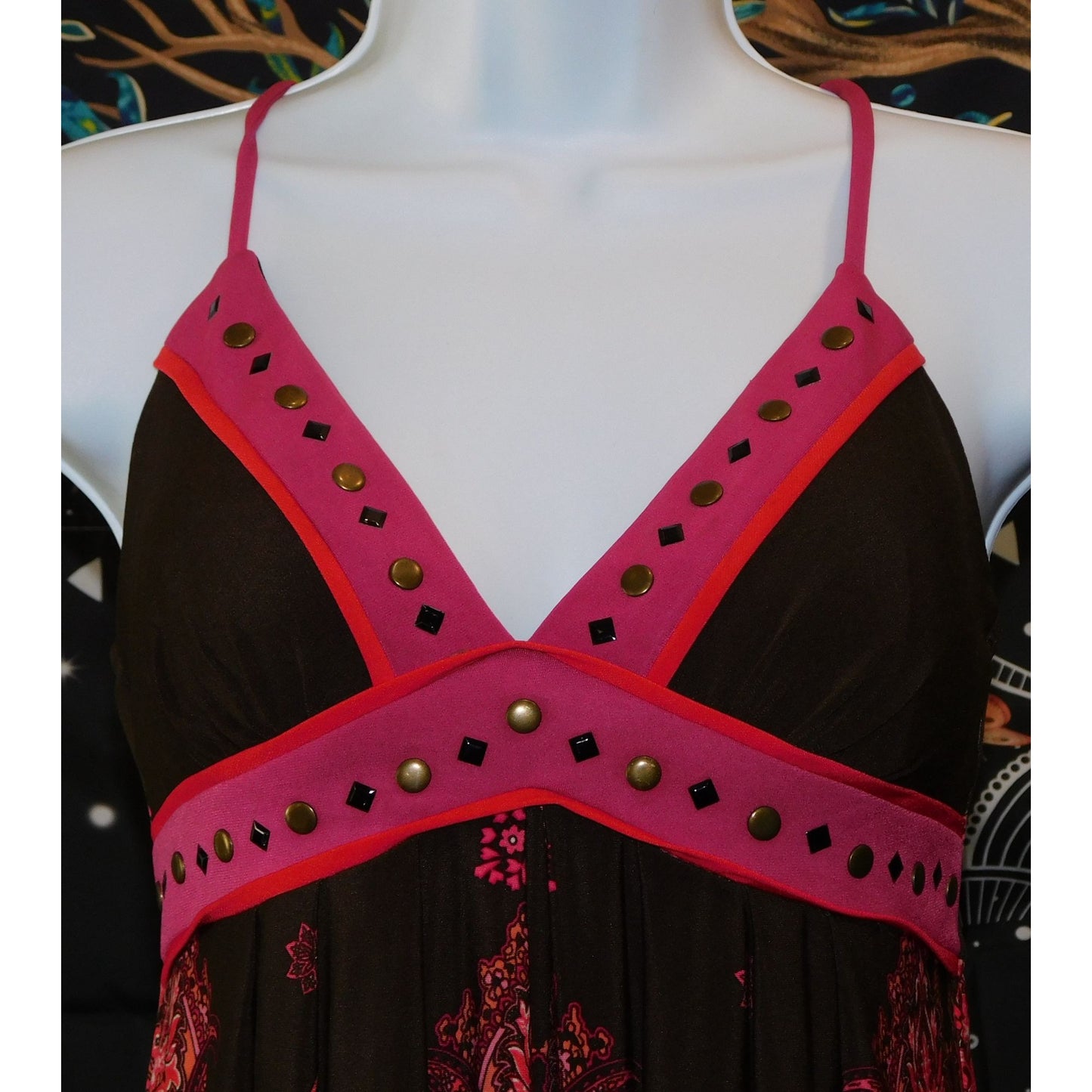 Love Tease Bohemian Brown And Pink Floral Dress