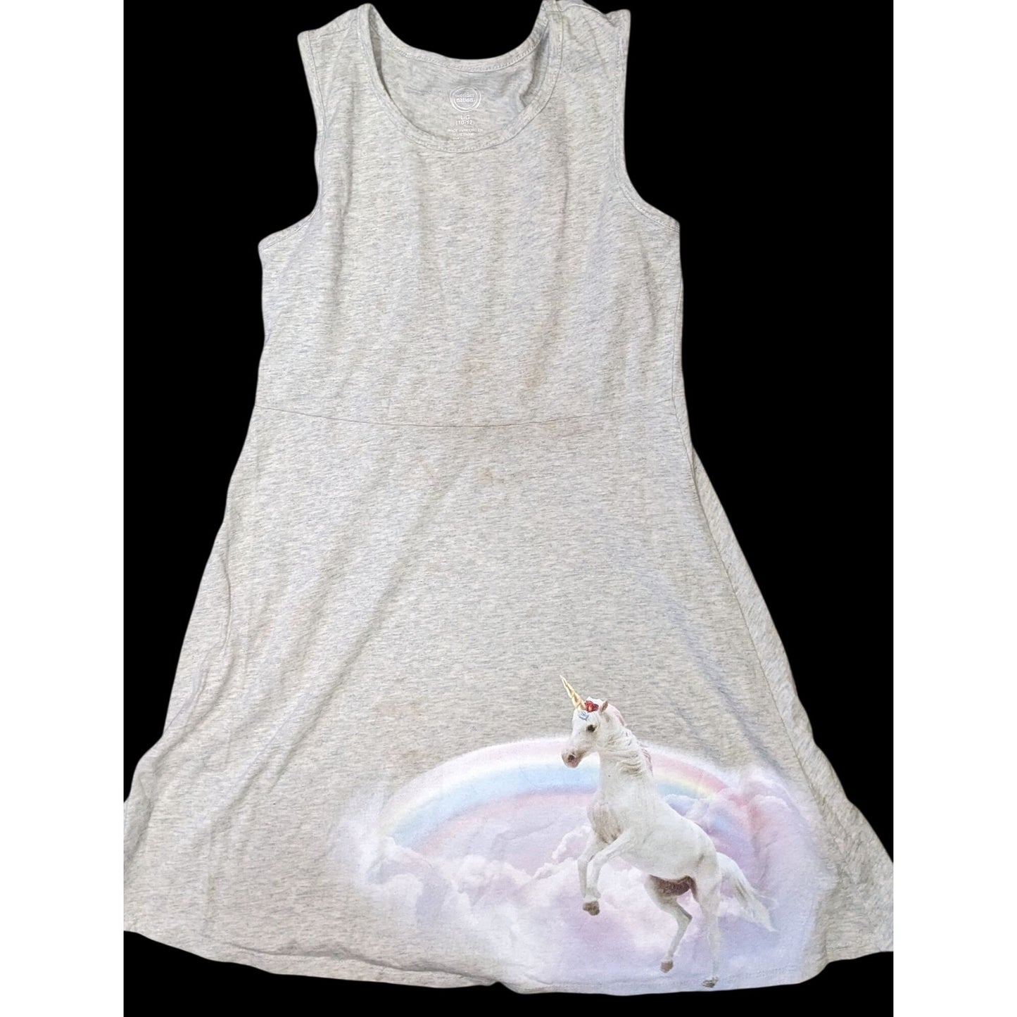 Wonder Nation Unicorn Skater Dress Kids Gray Fantasy Dress Twirl Dress Casual Cute