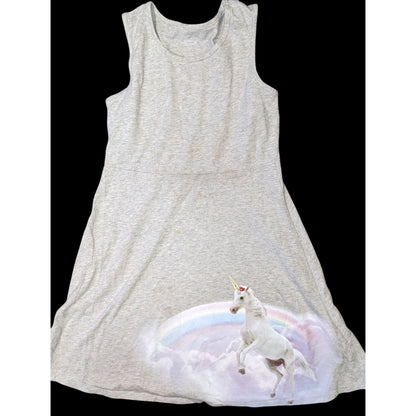 Wonder Nation Unicorn Skater Dress Kids Gray Fantasy Dress Twirl Dress Casual Cute