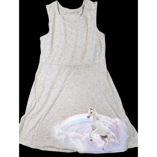 Wonder Nation Unicorn Skater Dress Kids Gray Fantasy Dress Twirl Dress Casual Cute