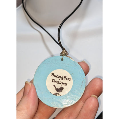 BoogyBoo Designs Monogram Pendant Necklace With Leather Cord 18" Long