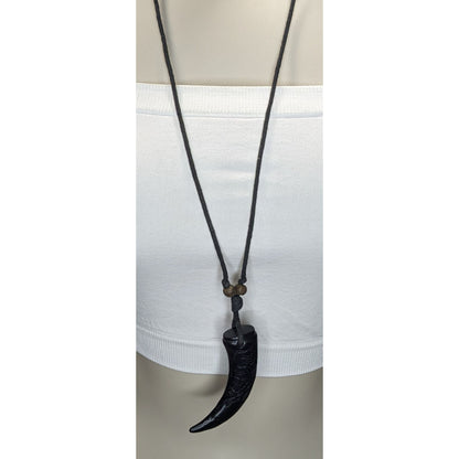 Carved Resin Claw Pendant Necklace Adjustable Black Cord Tribal Gothic Talisman