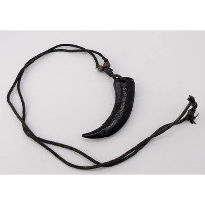 Carved Resin Claw Pendant Necklace Adjustable Black Cord Tribal Gothic Talisman