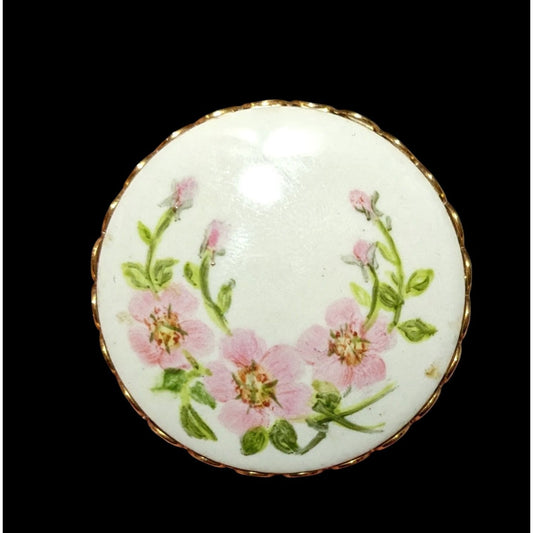 Vintage Cottagecore Floral Ceramic Hand Painted Brooch