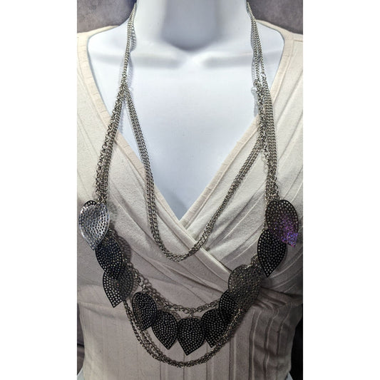 Nature Inspired Multilayer Chain And Leaf Charm Necklace