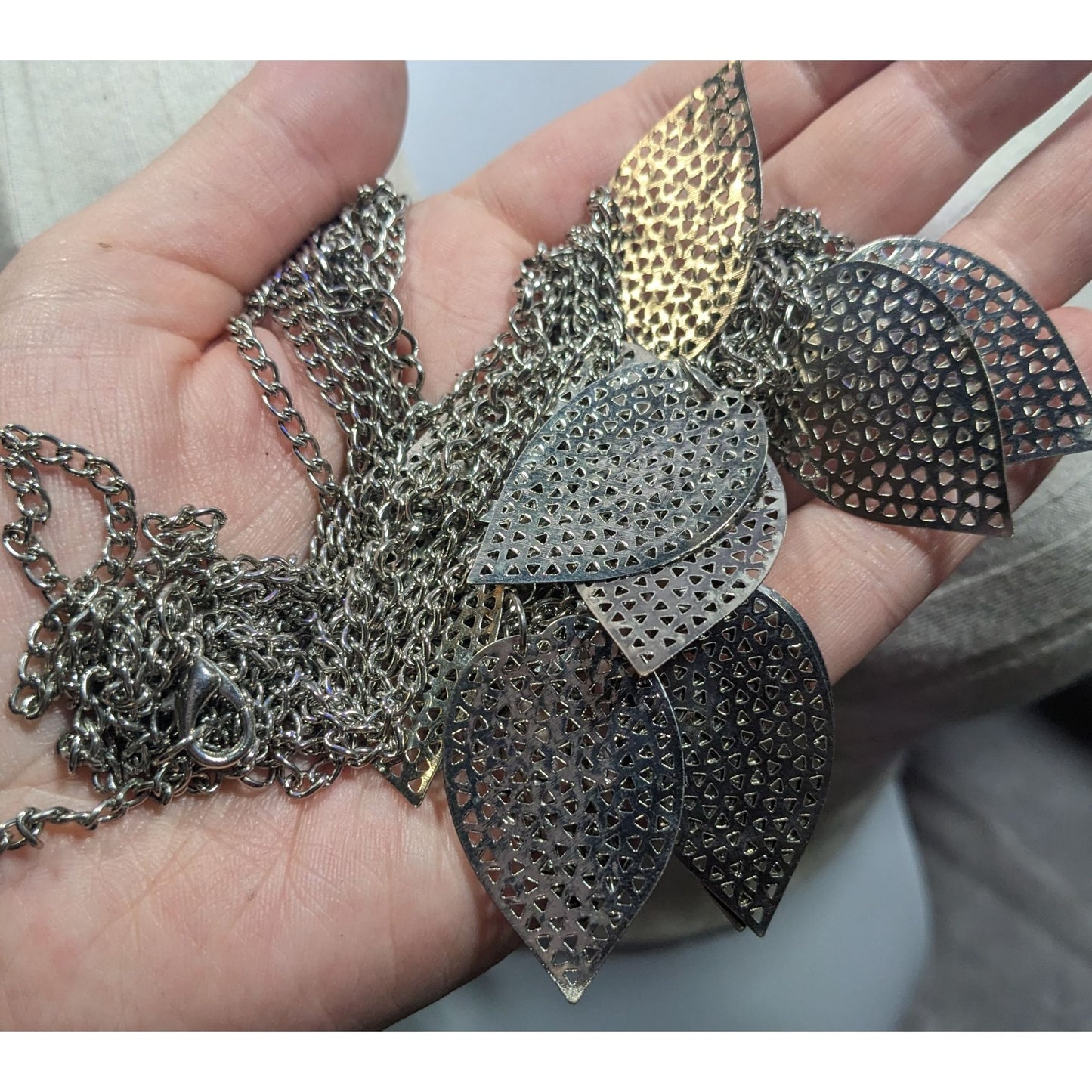 Nature Inspired Multilayer Chain And Leaf Charm Necklace