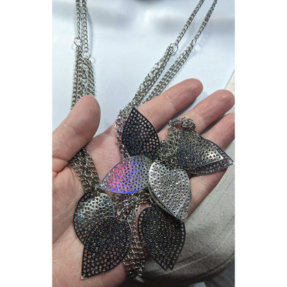 Nature Inspired Multilayer Chain And Leaf Charm Necklace