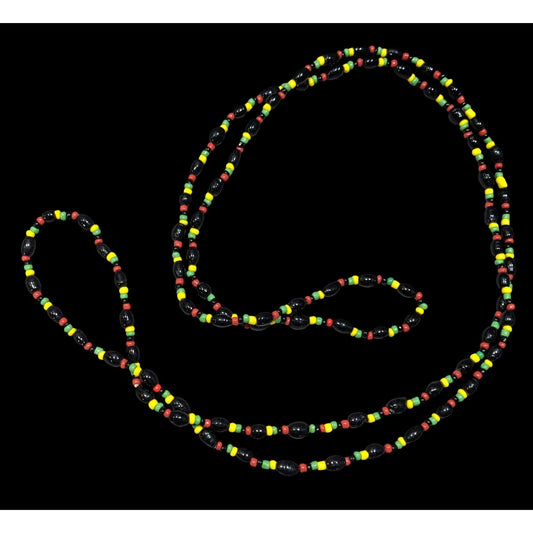 Handmade Black Red Yellow And Green Glass Beaded Necklace