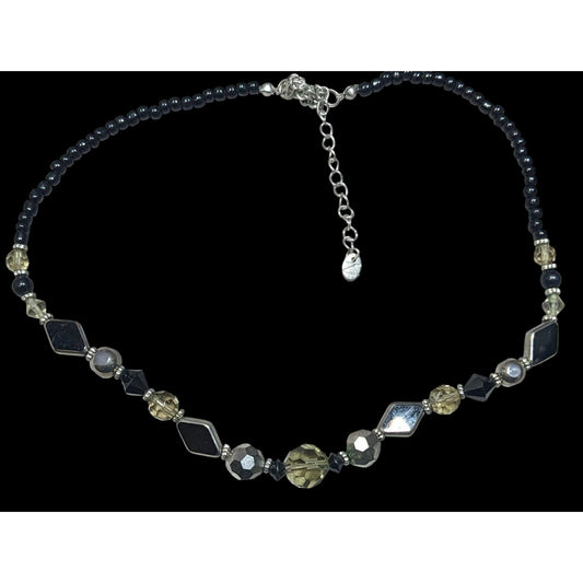 Nordstrom Corporate Goth Black And Silver Tone Necklace