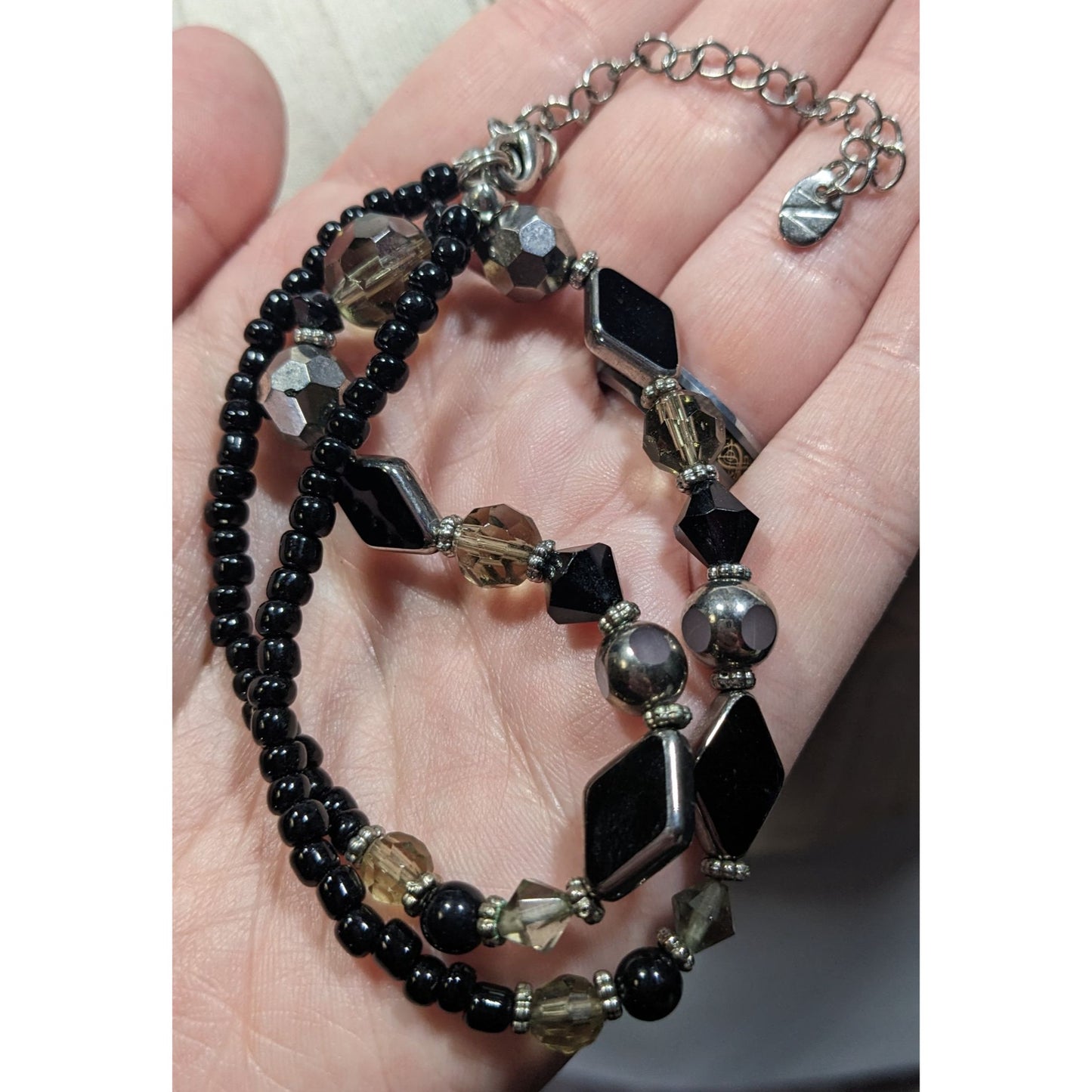 Nordstrom Corporate Goth Black And Silver Tone Necklace